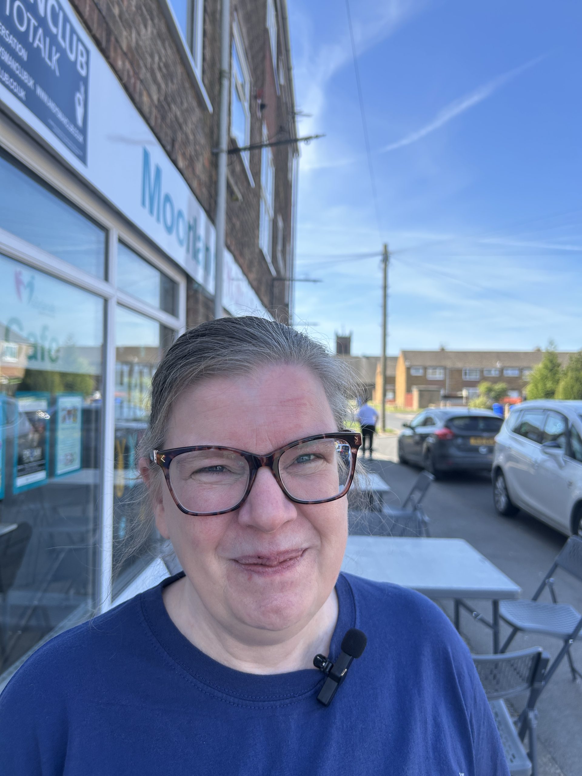 Woman looking at camera smiling